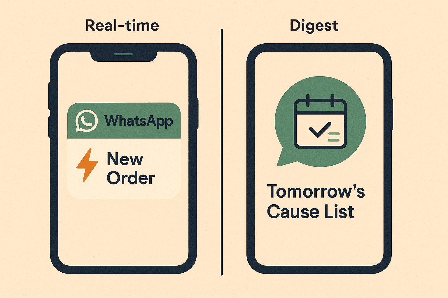 WhatsApp Court Alerts: Daily Digest vs Real-Time — What You'll Actually Get