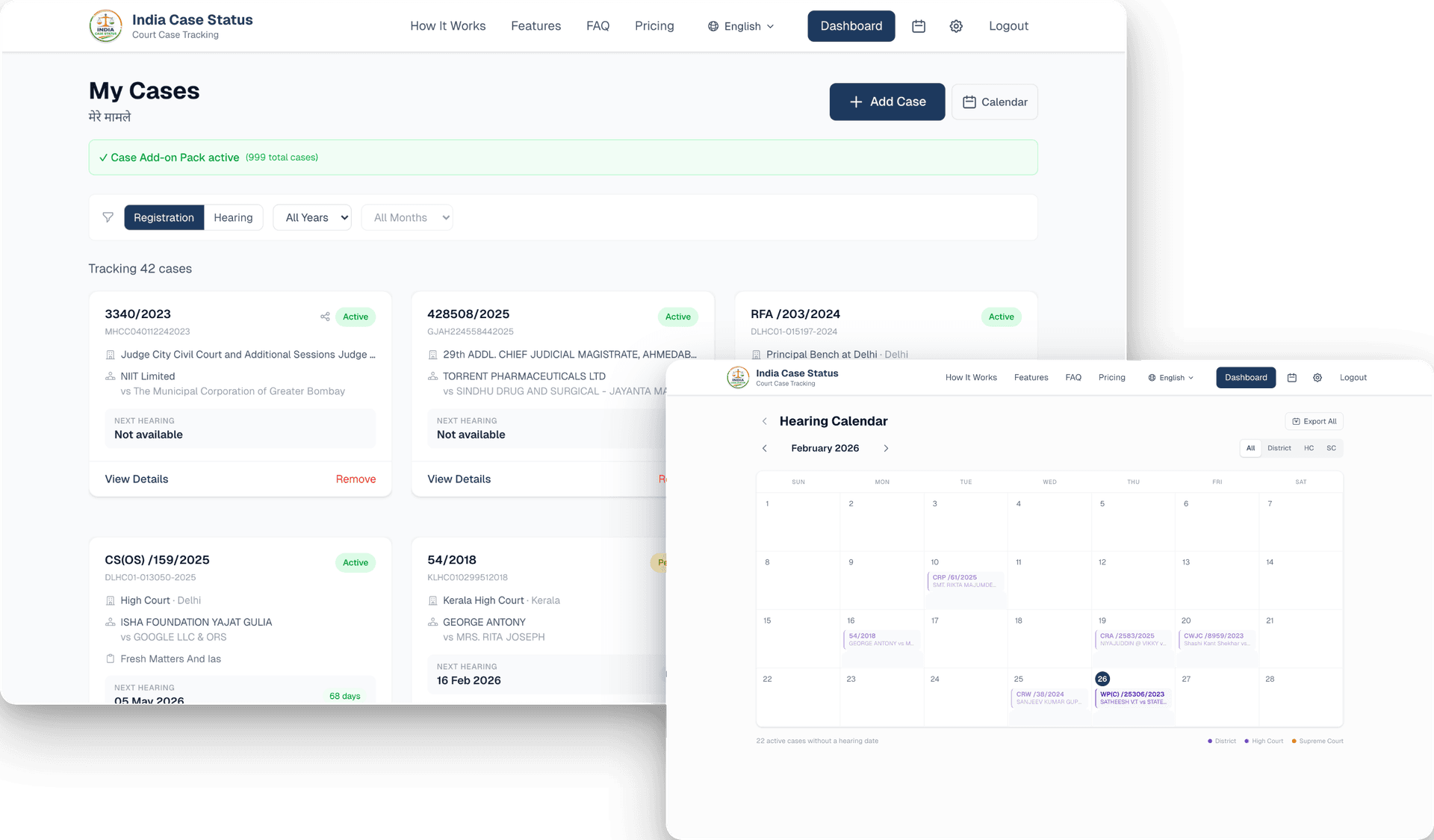India Case Status dashboard